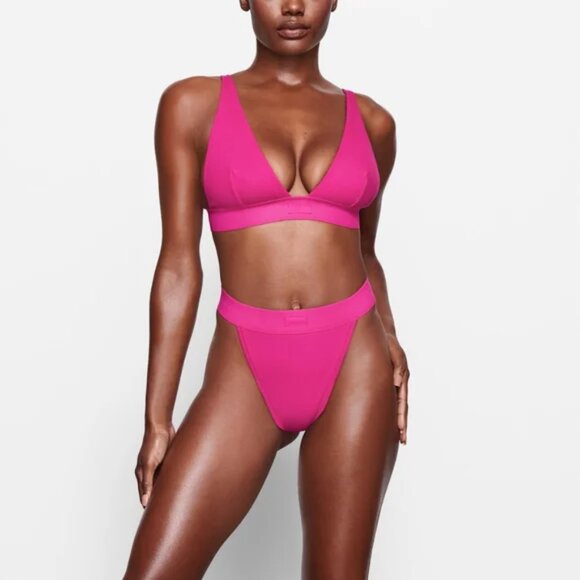 SKIMS PLUNGE BRALETTE RASPBERRY COTTON COLLECTION Large - Picture 2 of 5